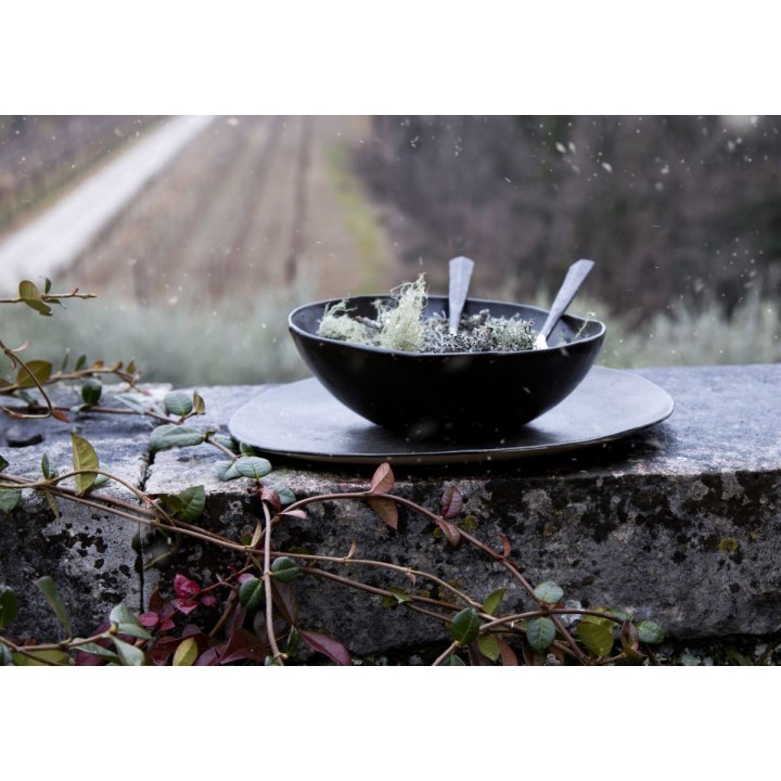 Big black gres bowl d30 h10 cm