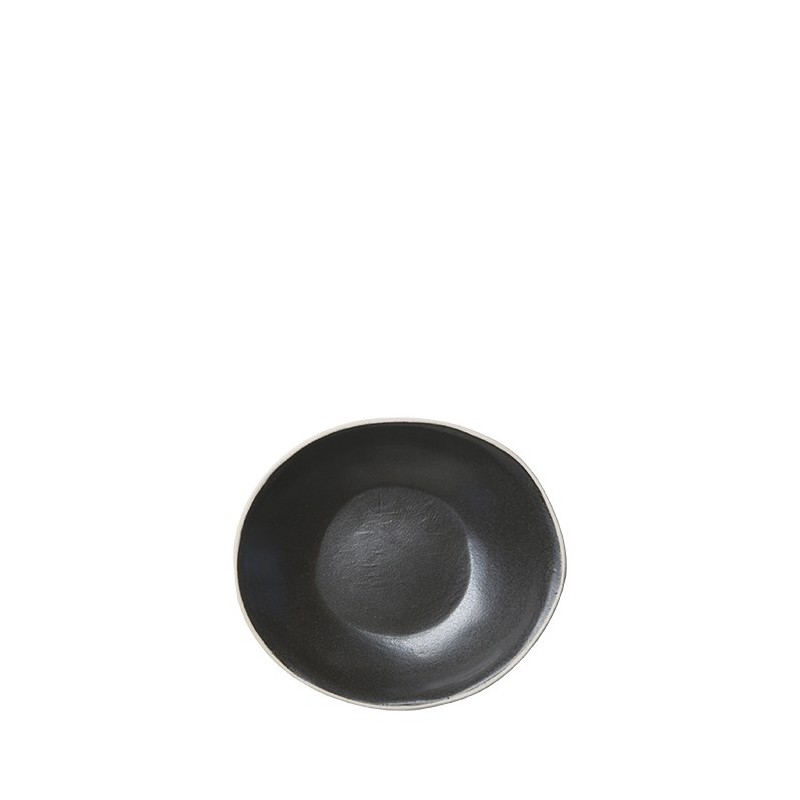 Black oval gres bowl with natural edge 16 x 18 cm