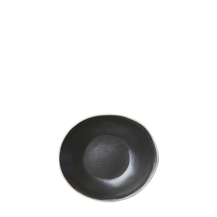Black oval gres bowl with natural edge 16 x 18 cm
