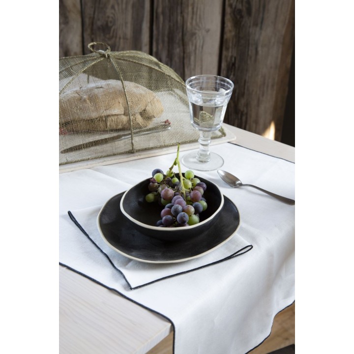 Bol noir avec bord naturel en gres d16 cm