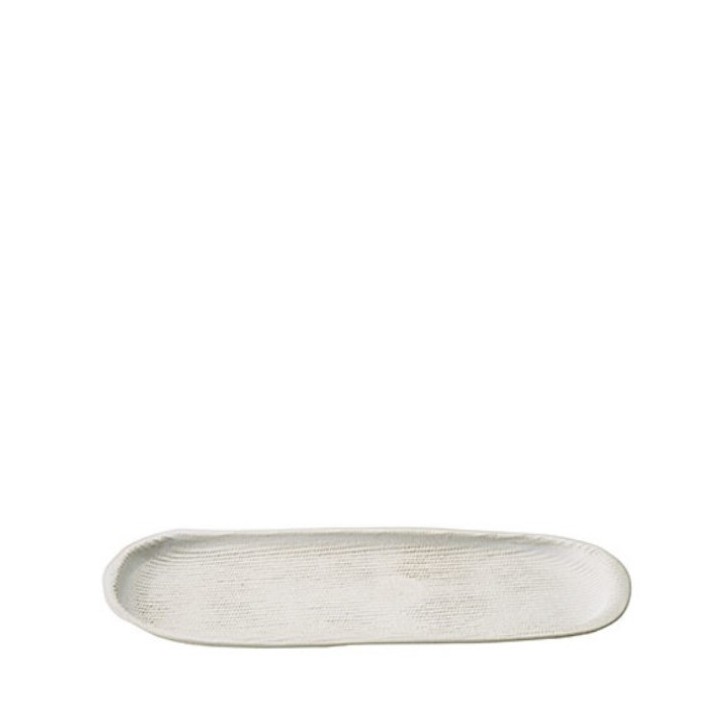 Plateau ovale en gres texture 12 x 31 cm