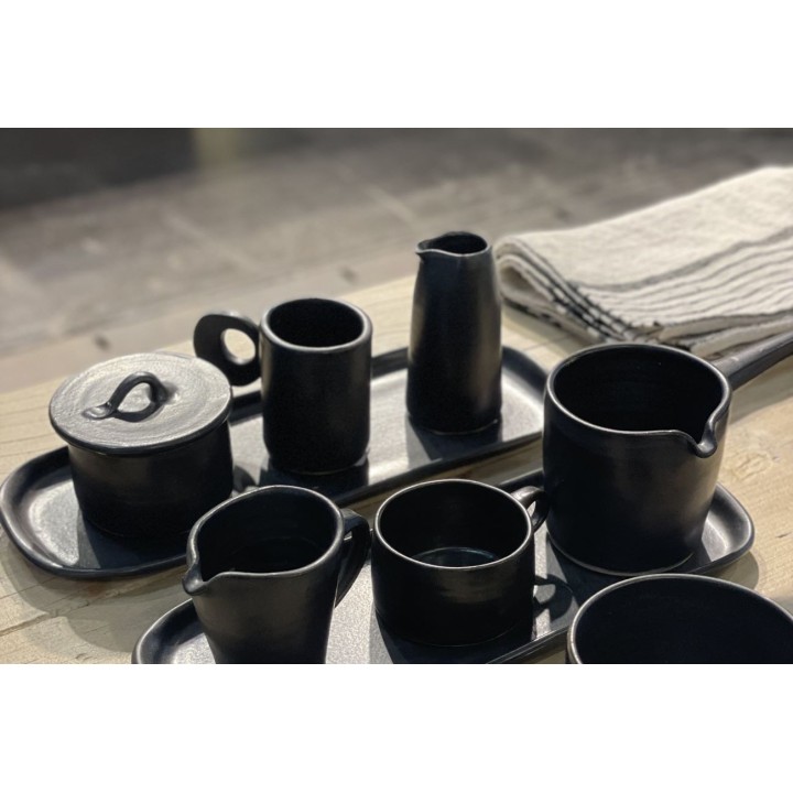 Oval black gres tray 12 x 31 cm