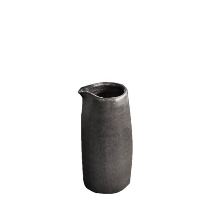 Pot capsule a lait noir en gres d5 h8 cm