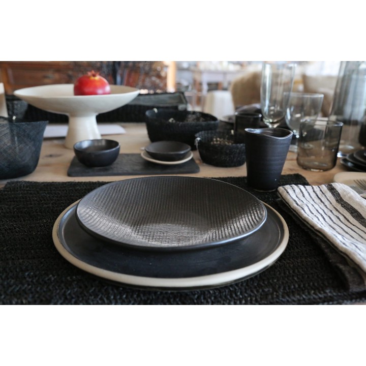 Black textured gres soup plate d20 cm