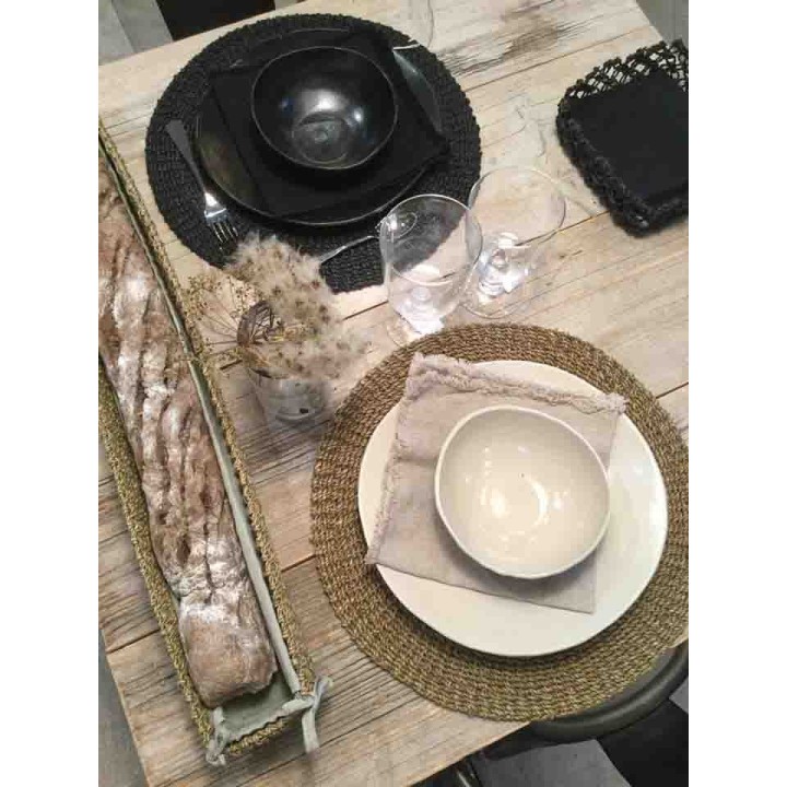 Assiette creuse noire en gres d20 cm