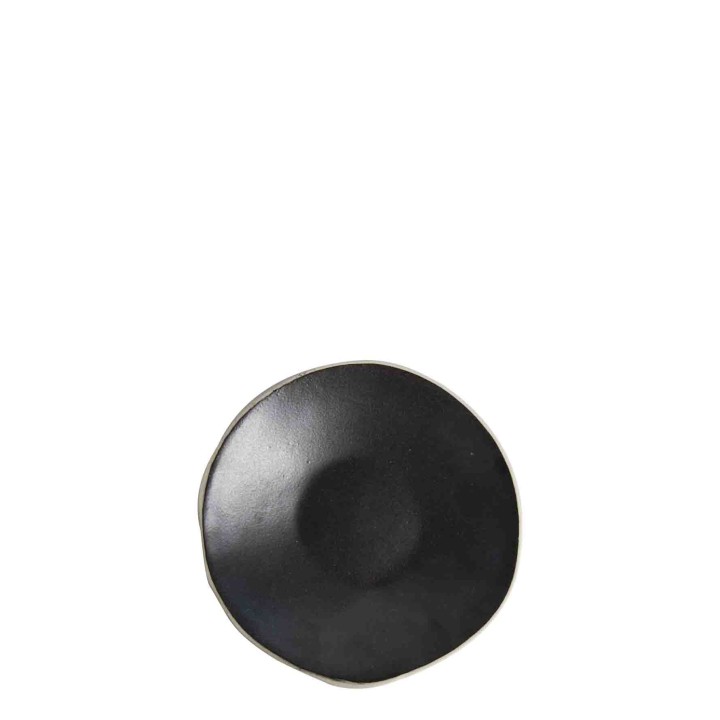 Piatto fondo tondo in gres nero bordo naturale d20 cm