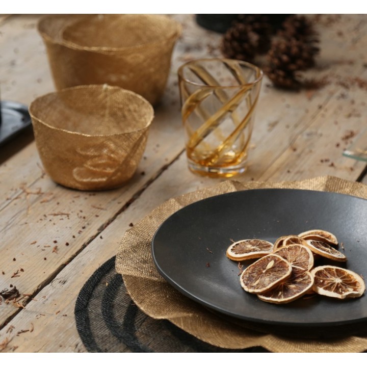 Assiette plate noire en gres d25 cm