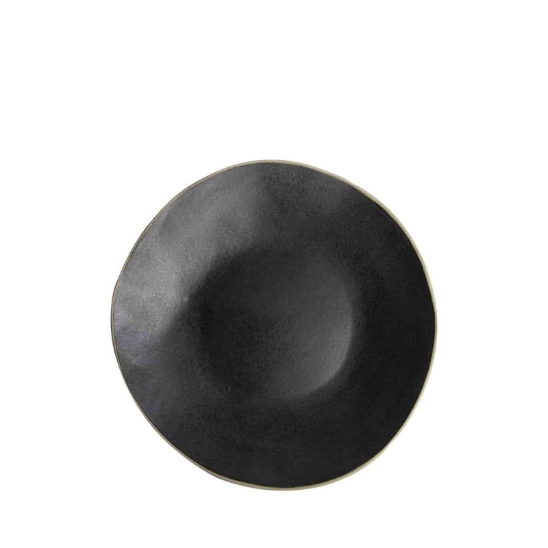 Black gres plate with natural edge d25 cm