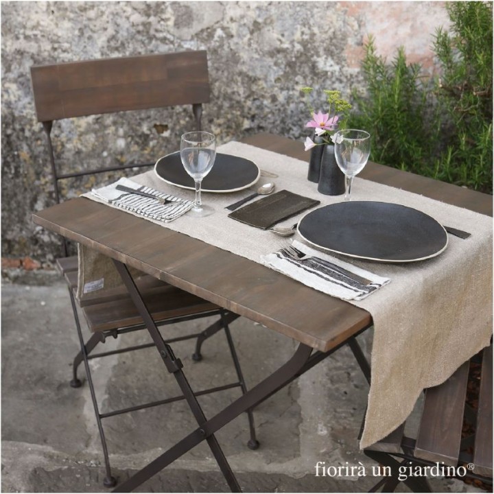 Piatto piano in gres nero bordo naturale d25 cm