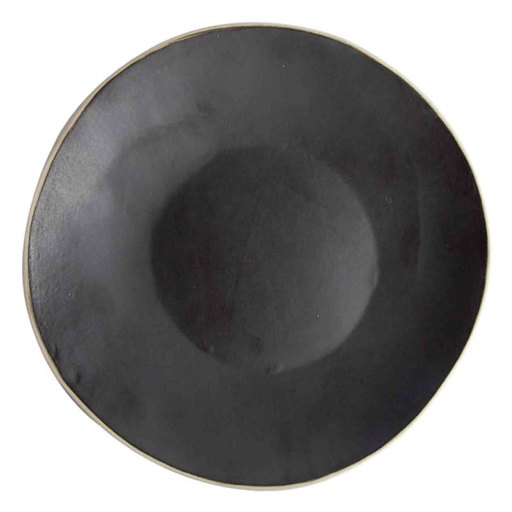 Black gres plate with natural edge d35 cm