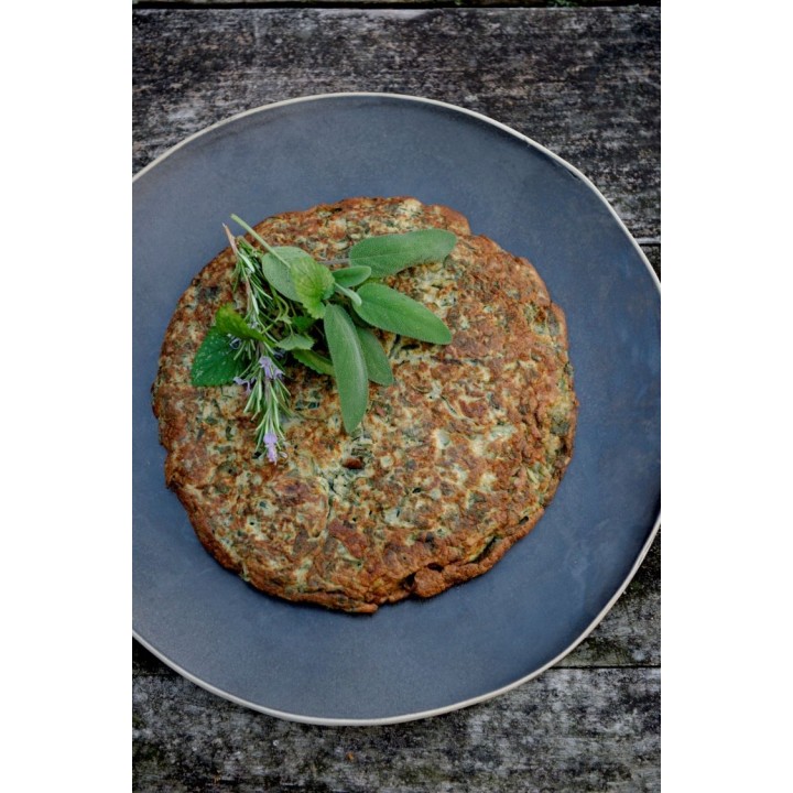 Piatto piano in gres nero bordo naturale d35 cm