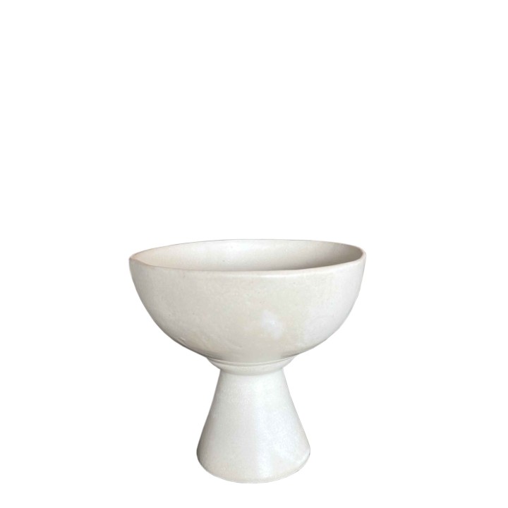 Bol avec pied couleur naturel en gres d16 h14 cm