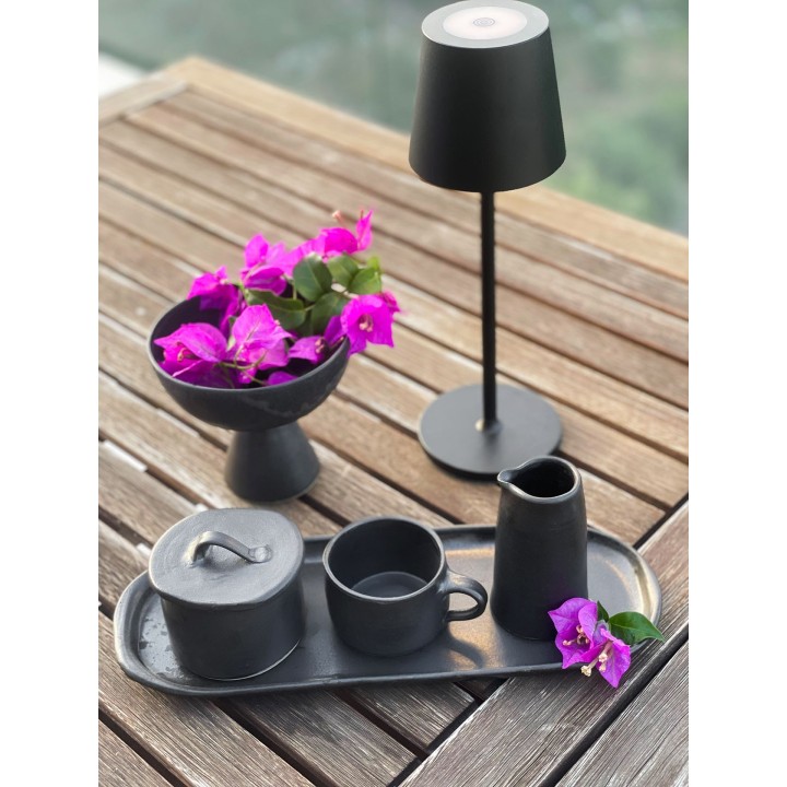 Bol avec pied couleur noir en gres