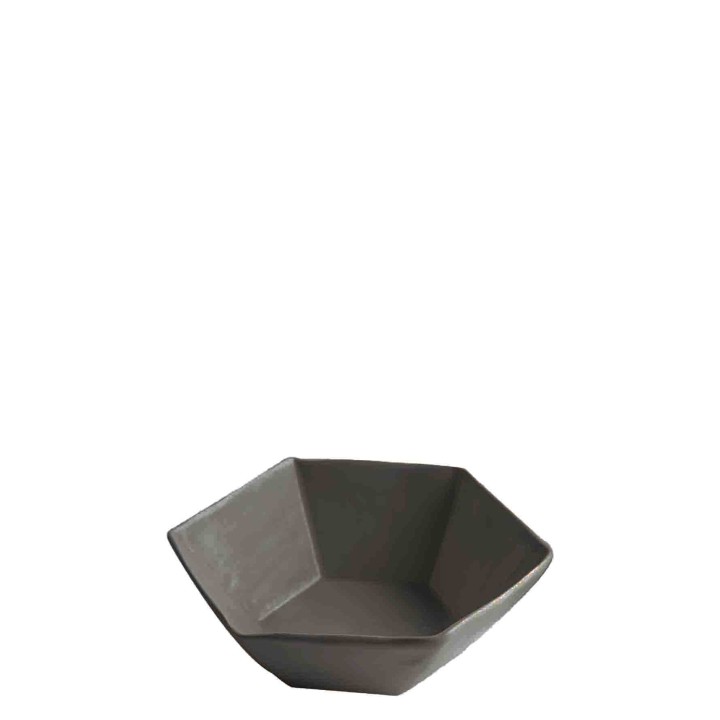 Hexagonal black gres bowl d16 cm