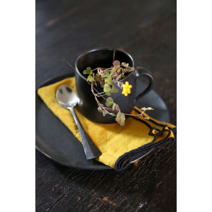 Black gres cup d8 h7.5 cm