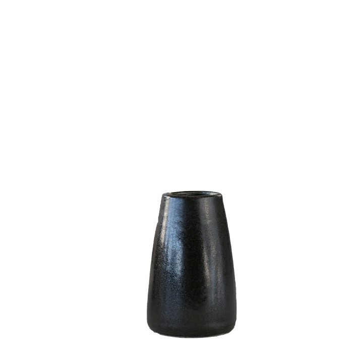 Petit vase capsule noir en gres h9 cm