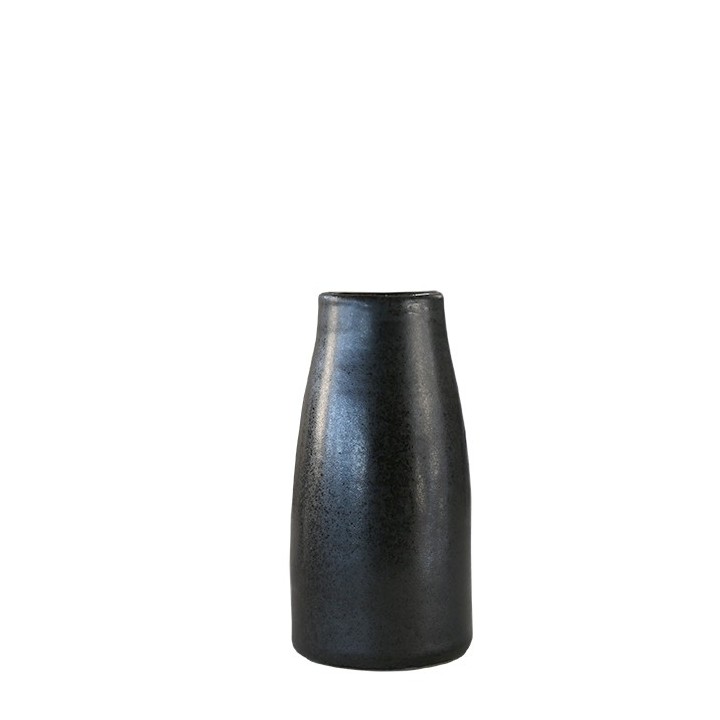 Grand vase capsule noir en gres h10.5 cm