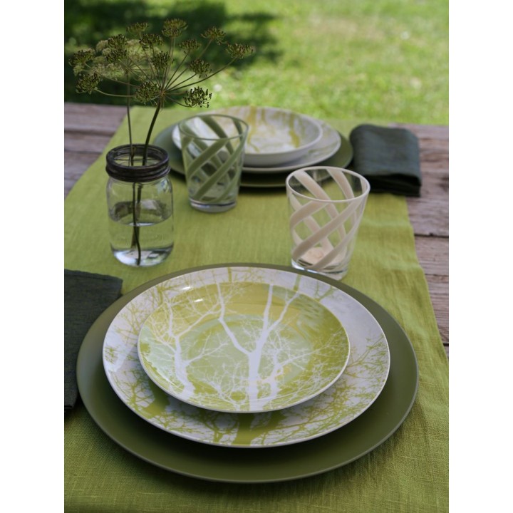 Ceramic green branches dinner plate d27 cm