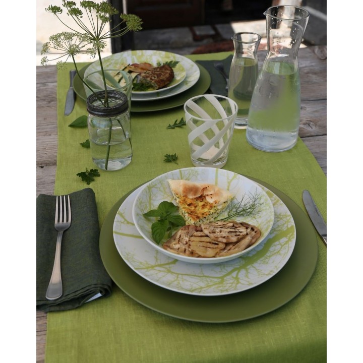 Ceramic green branches soup plate d21 cm