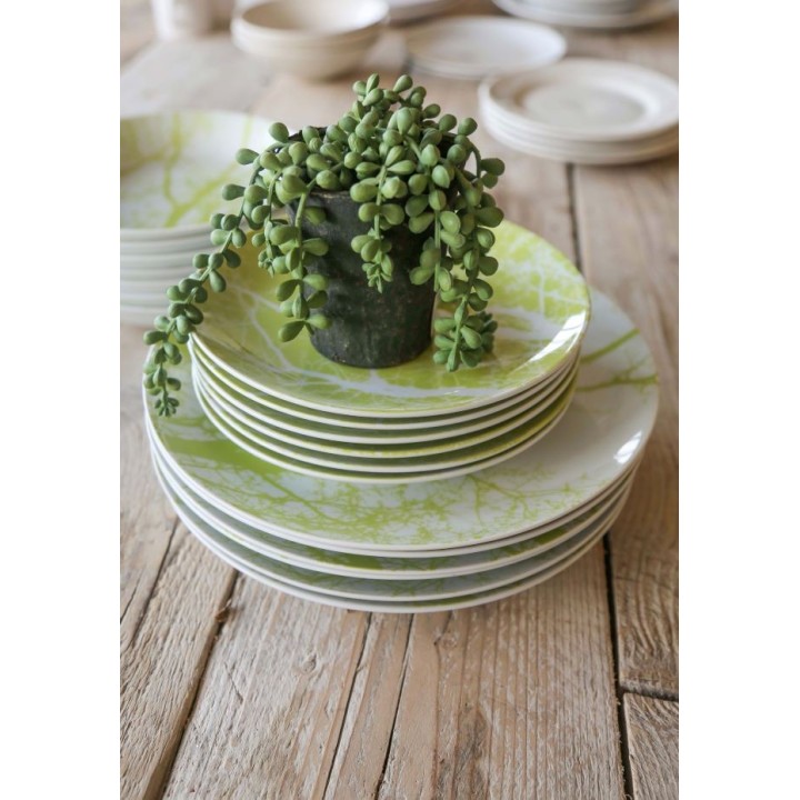 Ceramic green branches soup plate d21 cm