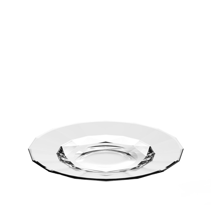 Piatto piano bio-copoliestere sfaccettato trasp. d27.5 cm