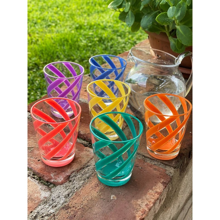 Mix di 6 bicchieri spirale happy colors pieni