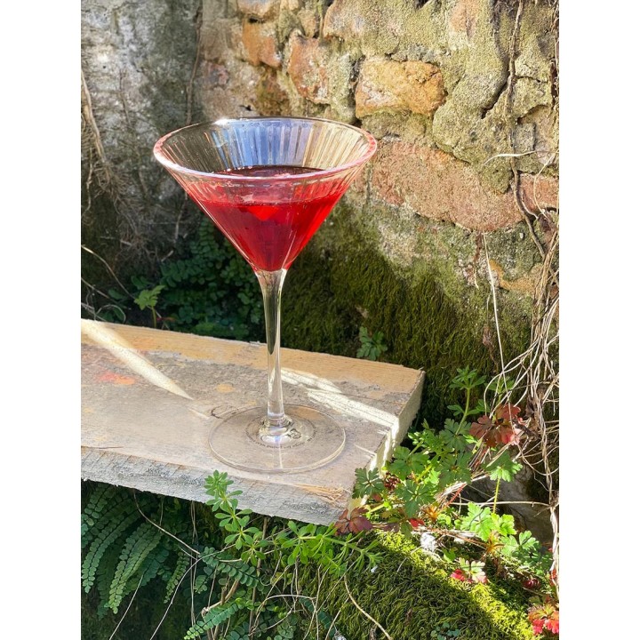 Coupe a cocktail transparente a fines rayures