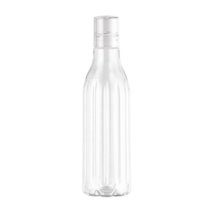 Bouteille en pet lignes vertic. et capsule 1 lt d.8 h.30 cm