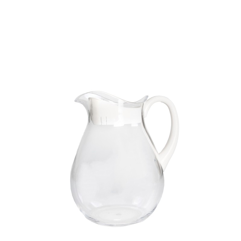 Methacrylate pitcher with white handle and white cap h 21 cm