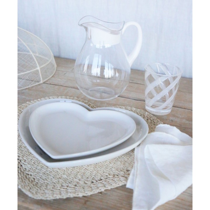 Methacrylate pitcher with white handle and white cap h 21 cm