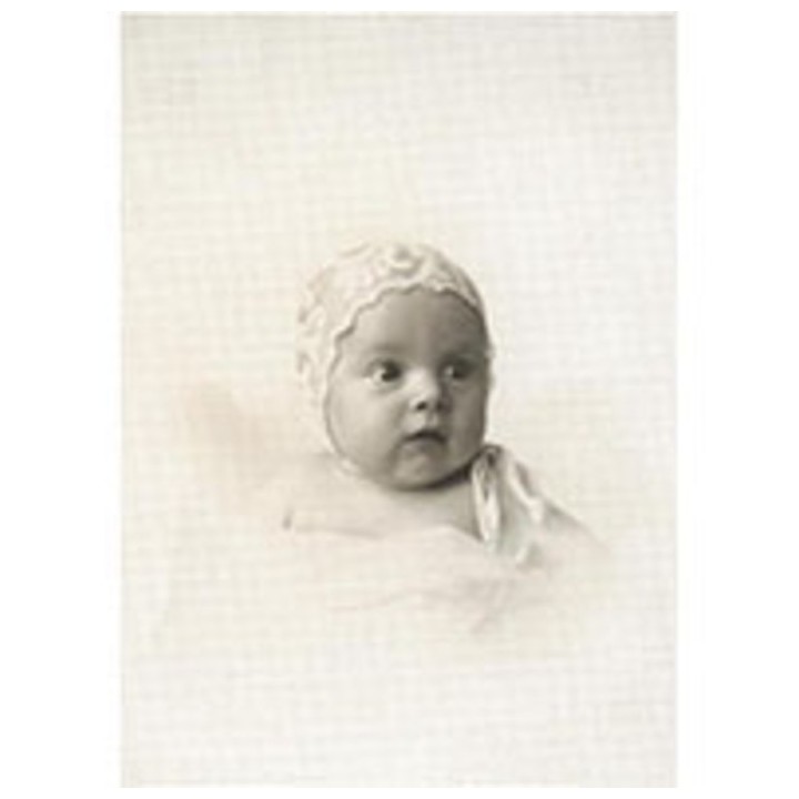 Baby with bonnet canvas 25x35 cm