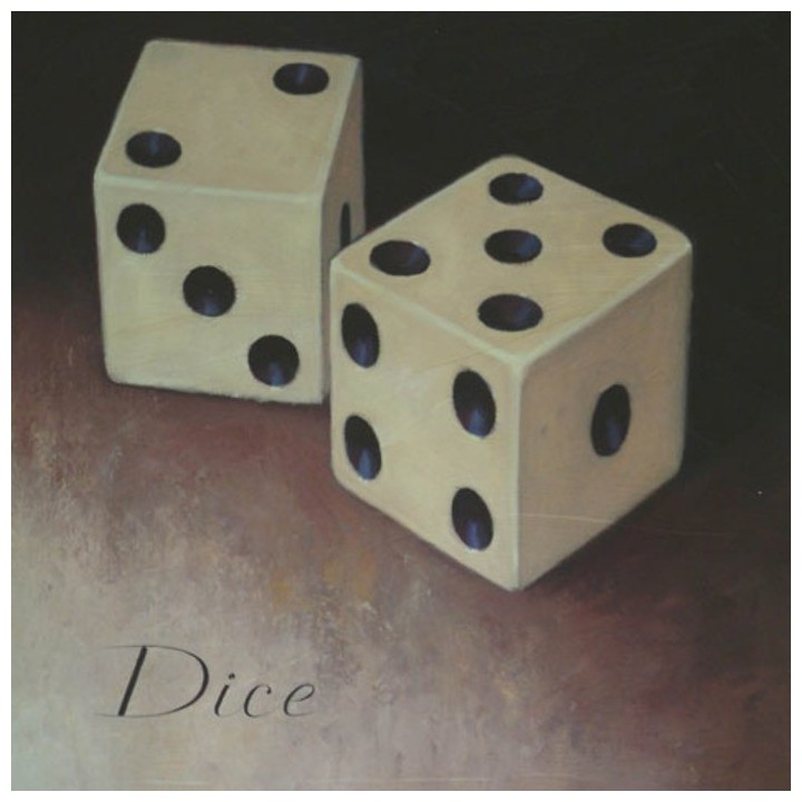 Painting with 2 dice 60x60 cm