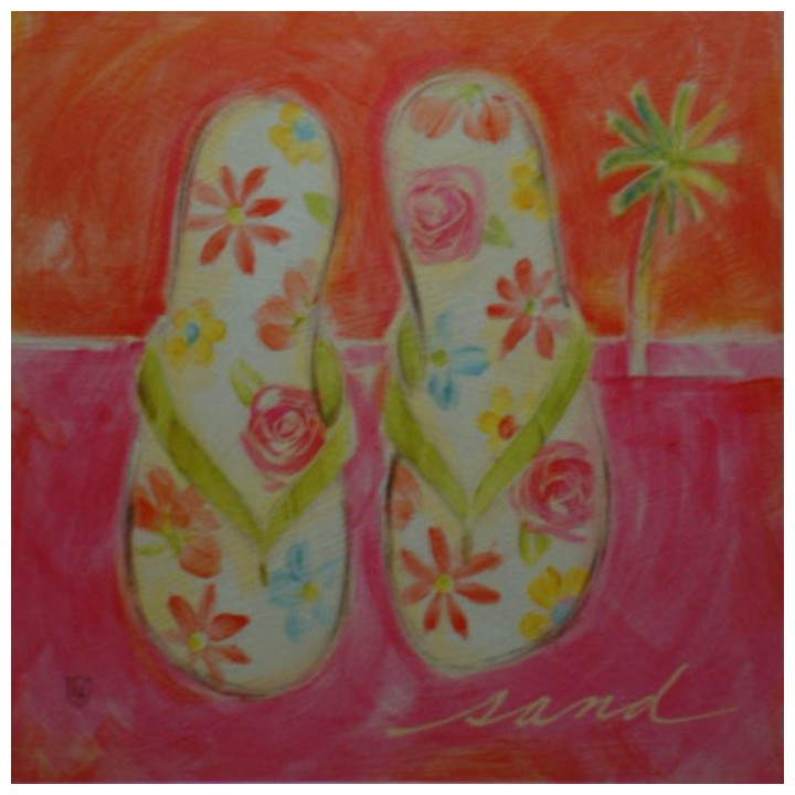 Picture summer flip flops 30 x 30 cm
