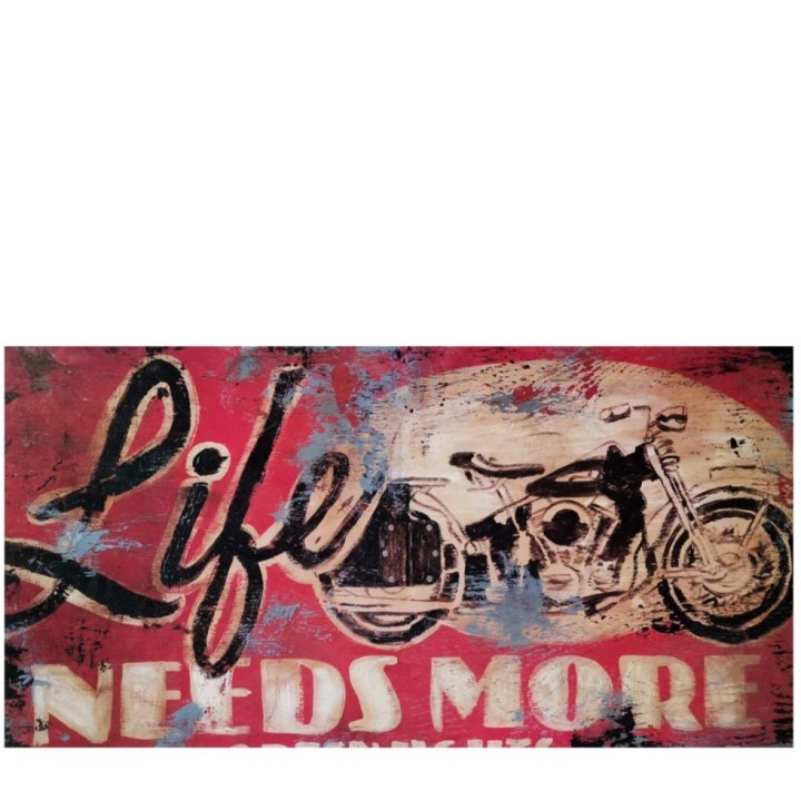 Tableau rouge avec moto 50x100 cm