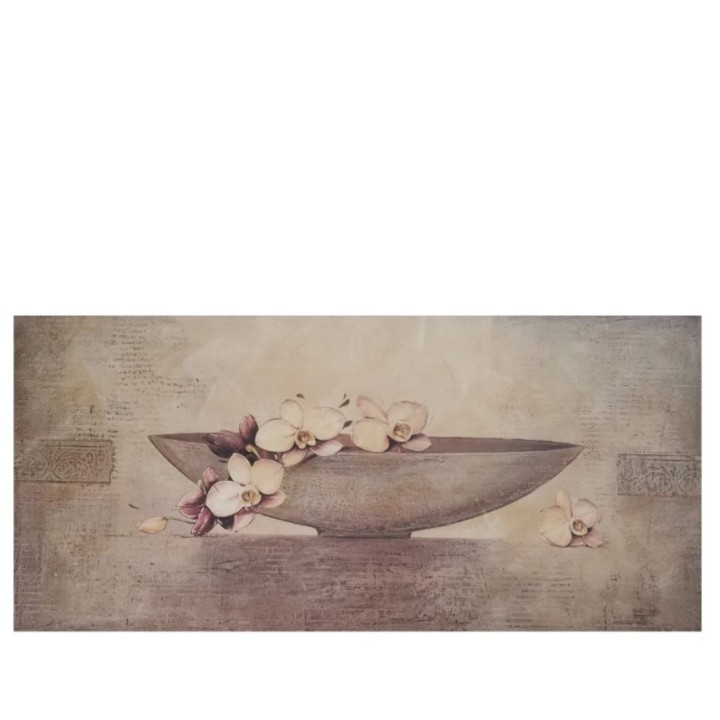 Quadro con ciotola e orchidee bianche 40x80cm