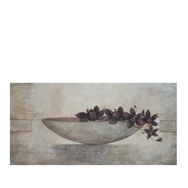 Quadro con ciotola e orchidee rosa 40x80 cm