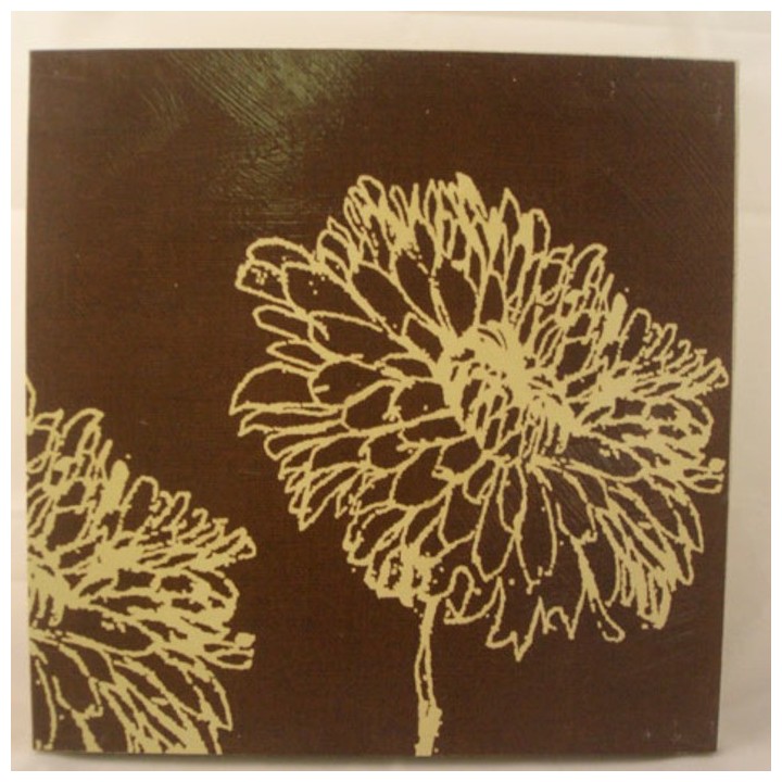 Tableau fleur blanche sur fond noir dx 30 x 30 cm