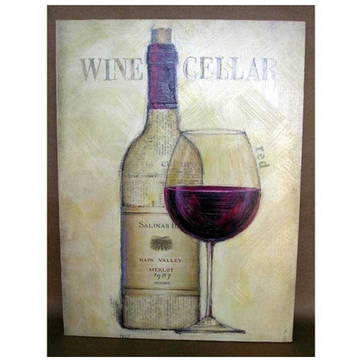 Pianting with red wine bottle 60x80 cm