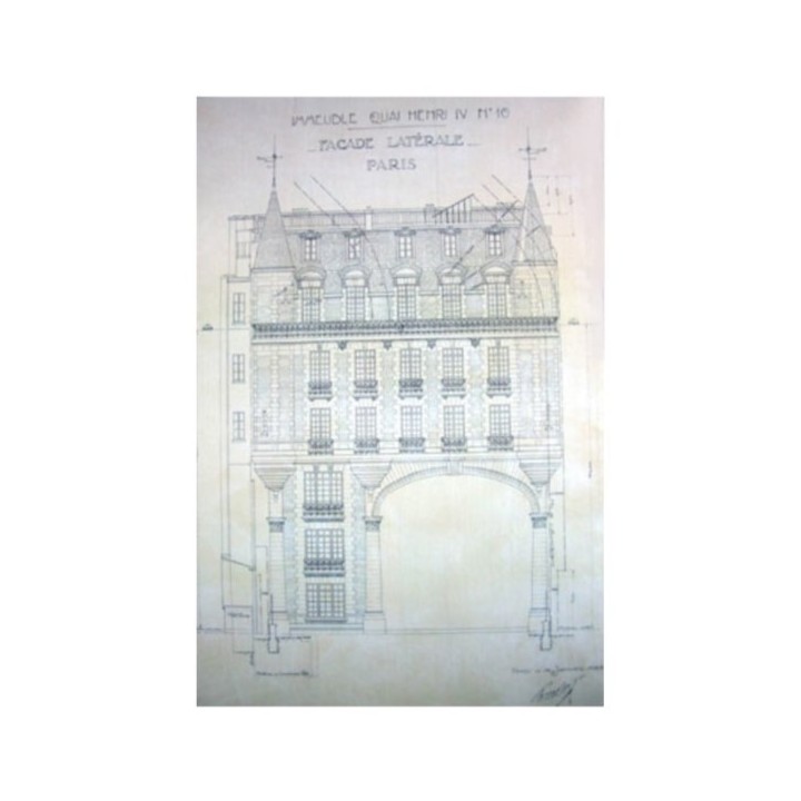 Quadro disegno architettonico casa lato 60x80 cm