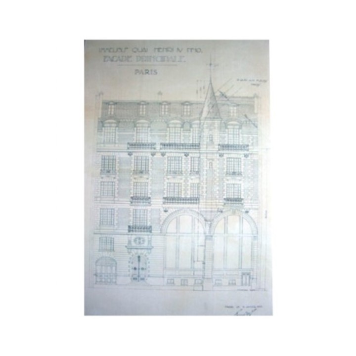 Architectural house front plan 60x80 cm