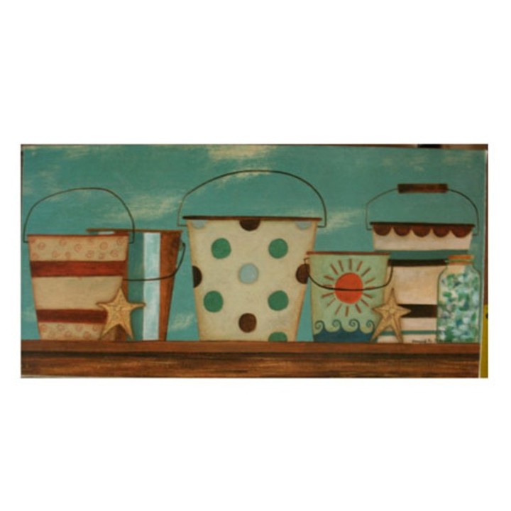 Tableau seau de plage 20 x 40 cm