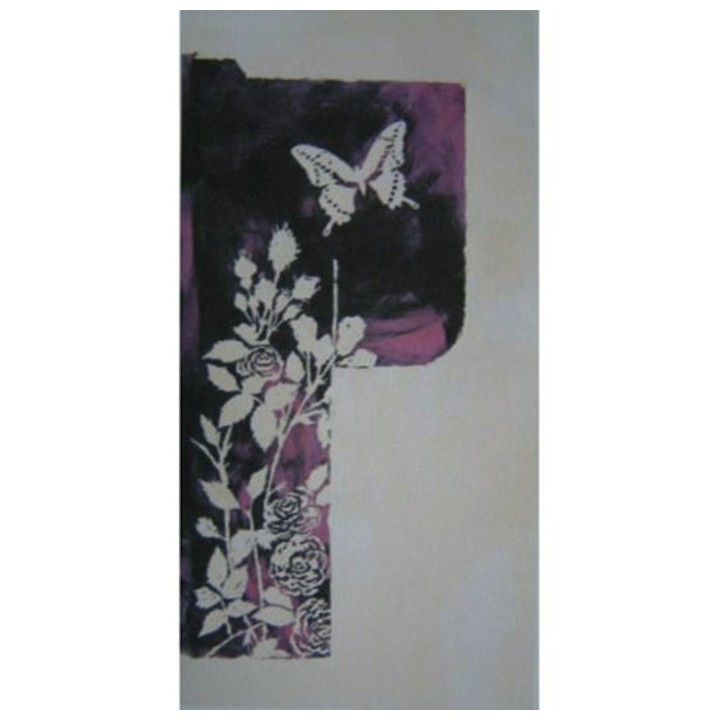Quadro kimono con farfalla e fiori 50x100 cm
