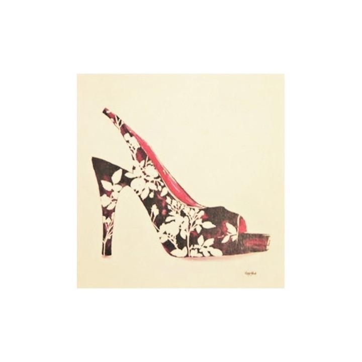 Tableau avec chaussure sur fond jaune clair