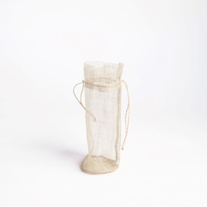 Petit sac en abaca creme d6 h13 cm