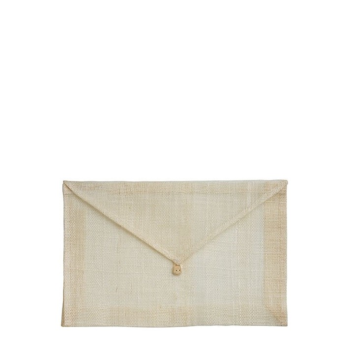 Bustina in abaca panna chiusa con bottone 20 x 31 cm