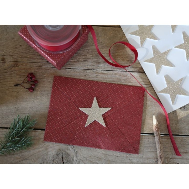 Glitter paper envelope red color 20 x 14.5 cm