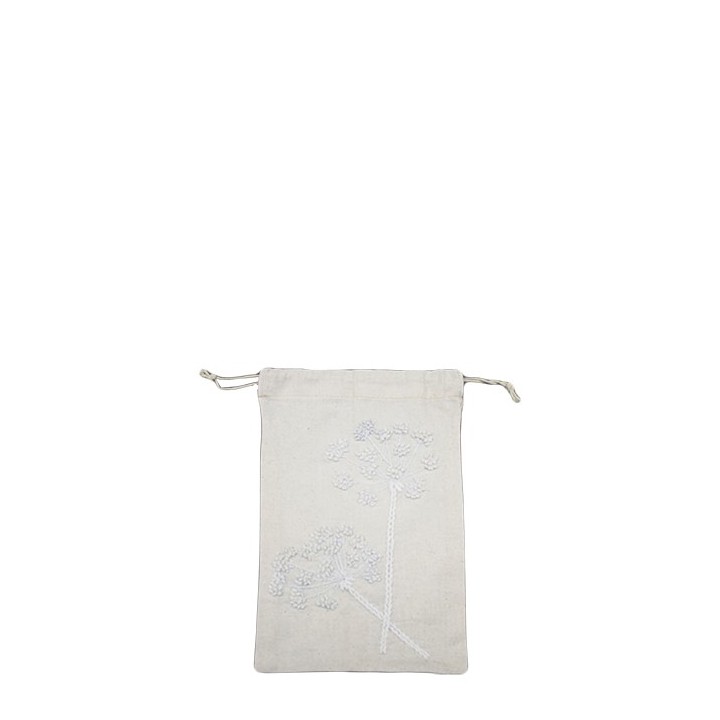 Sachet en coton creme avec dent-de-lion 13 x 20.5 cm