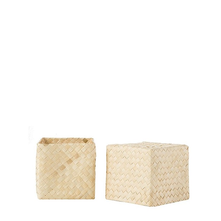 Scatola in paglia intrecciata a forma di cubo h12 cm