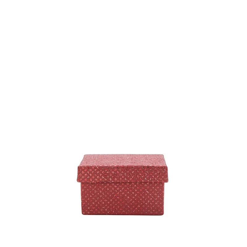 Glitter paper box red color 10 x 10 h6 cm