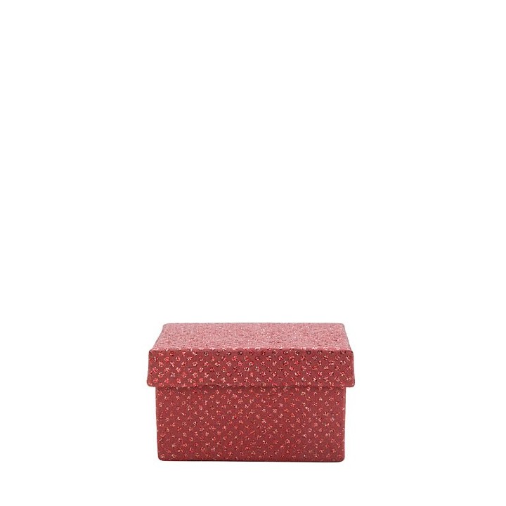 Glitter paper box red color 10 x 10 h6 cm